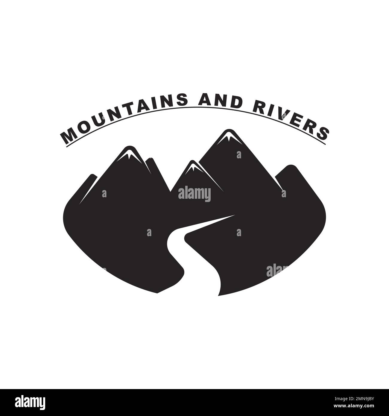 modèle de conception d'illustration vectorielle du logo des montagnes et des rivières. Banque D'Images