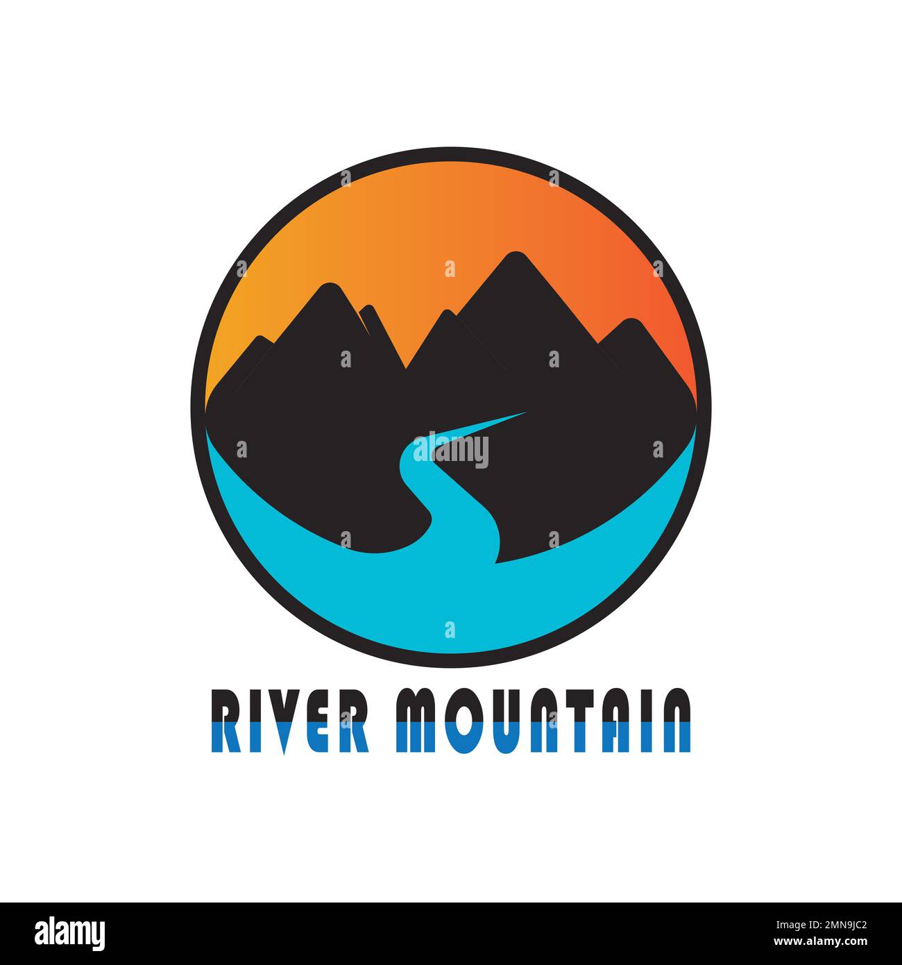 modèle de conception d'illustration vectorielle du logo des montagnes et des rivières. Banque D'Images