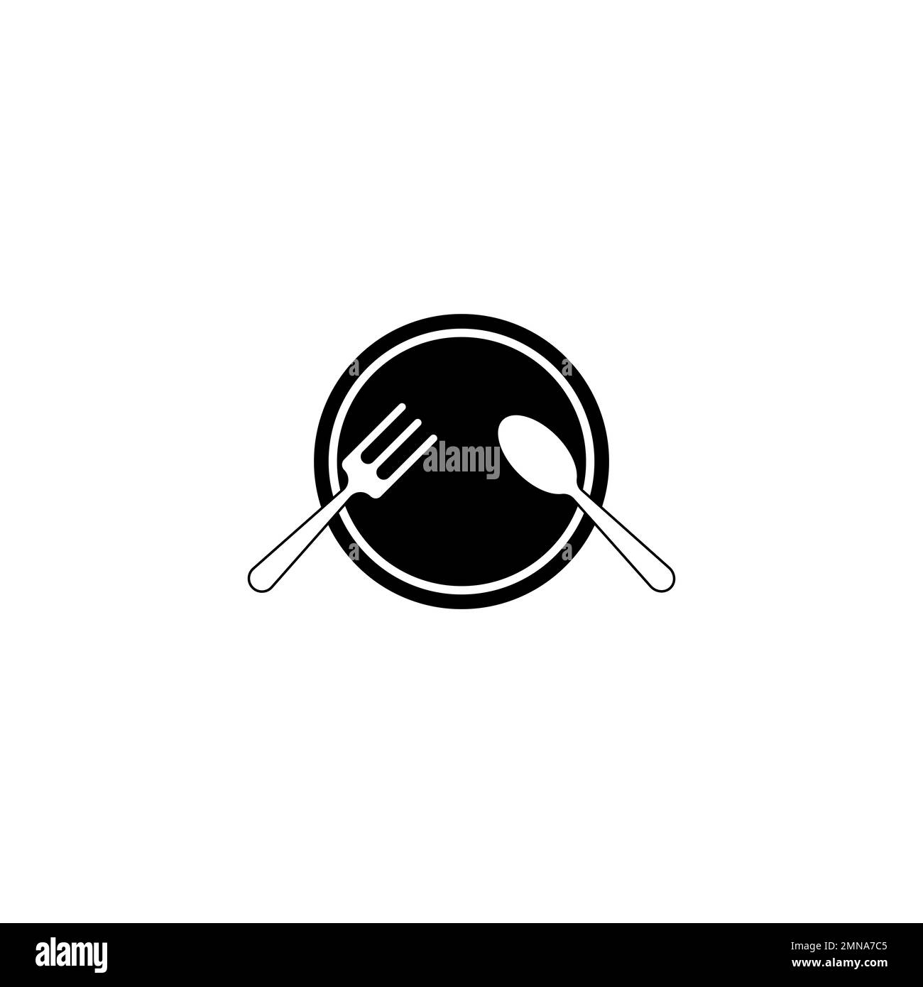 Icône d'ustensile pour manger. cuillère, icône de plaque. Logo vectoriel simple. Banque D'Images