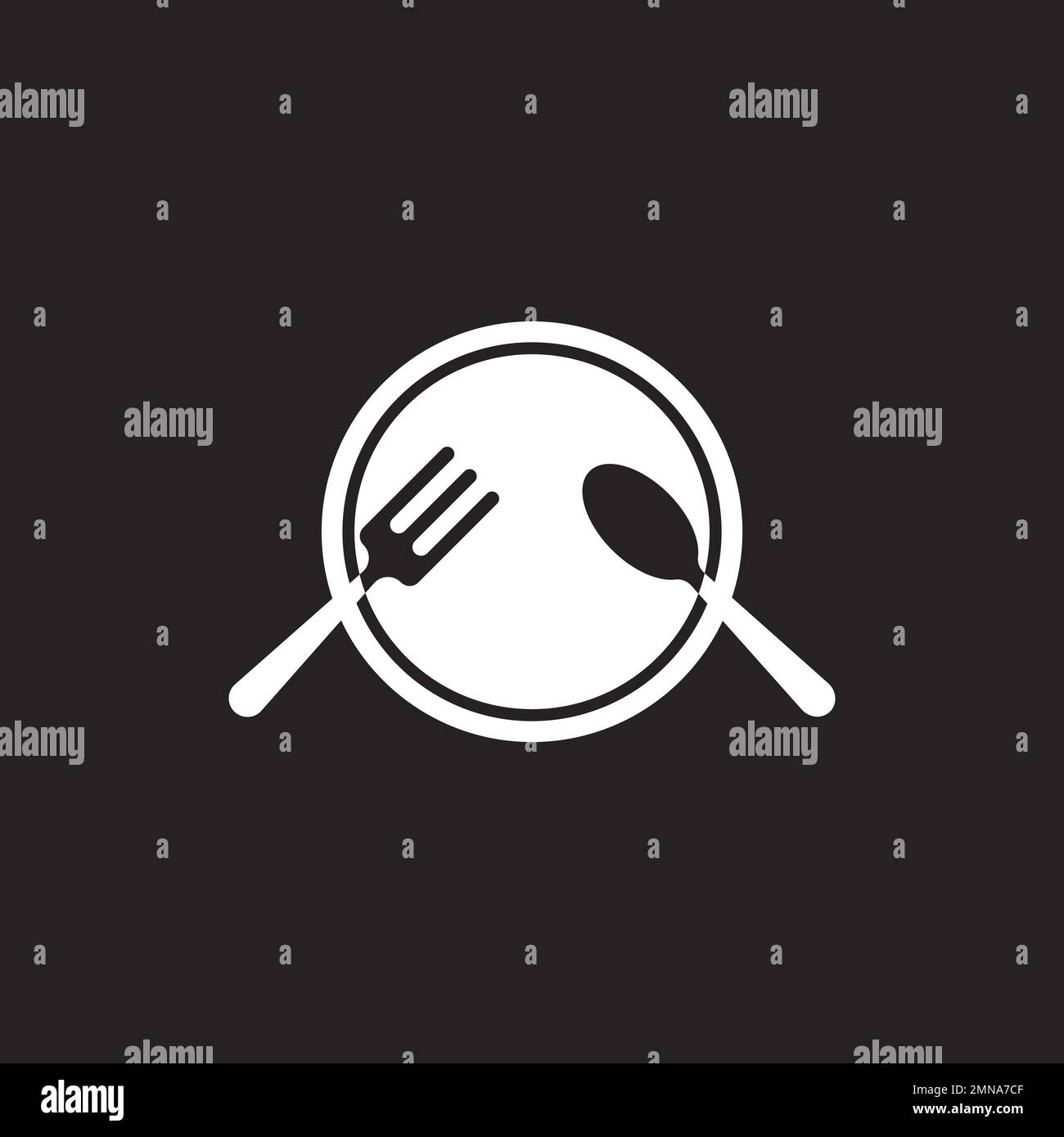 Icône d'ustensile pour manger. cuillère, icône de plaque. Logo vectoriel simple. Banque D'Images