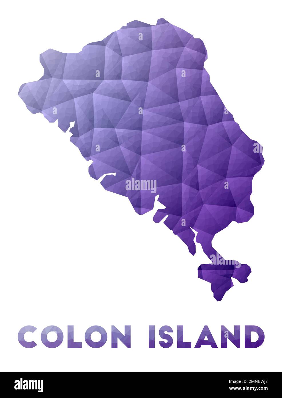 Carte de l'île de Colon. Illustration poly basse de l'îlot. Motif géométrique violet. Illustration de vecteur polygonal. Illustration de Vecteur