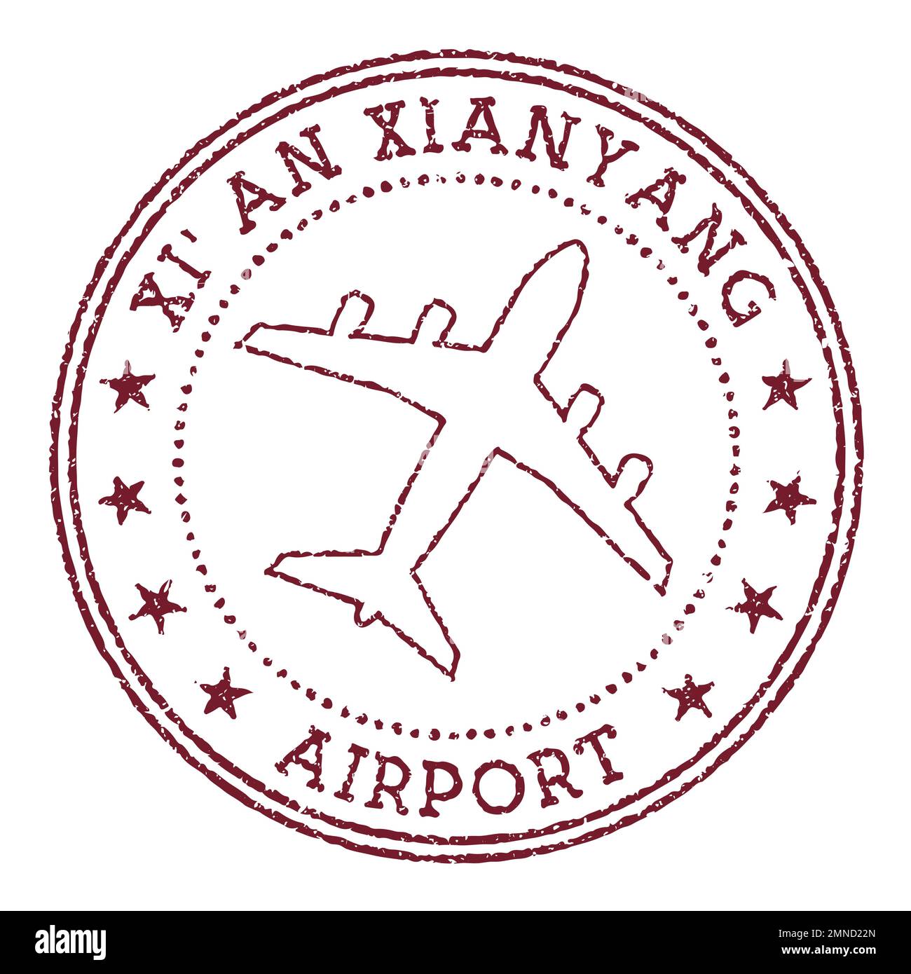 Timbre de l'aéroport de Xi'an Xianyang. Logo rond de l'aéroport de Xianyang. Illustration vectorielle. Illustration de Vecteur