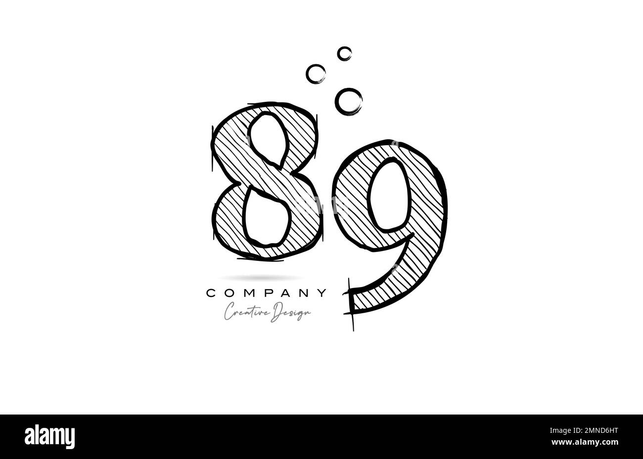 dessin à la main numéro 89 logo design icône pour modèle d'entreprise ou d'affaires. Logotype créatif en style crayon Illustration de Vecteur