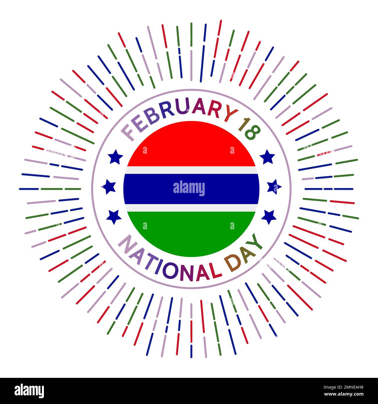 Insigne de la fête nationale de Gambie. Indépendance du Royaume-Uni en 1965. Célébré sur 18 février. Illustration de Vecteur