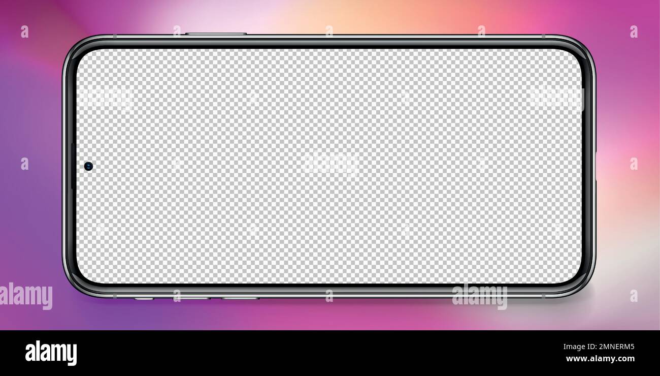 Smartphone écran transparent, technologie mobile horizontal écran blanc sur fond rose abstrait. Illustration vectorielle Illustration de Vecteur