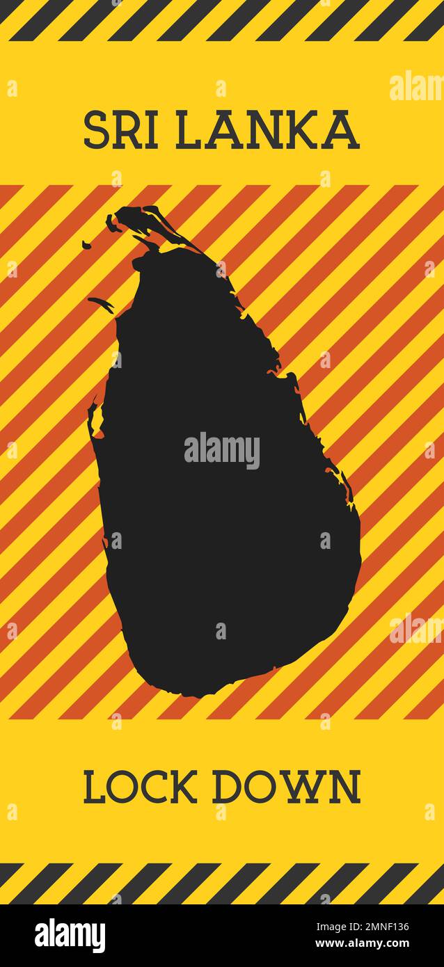 Panneau de verrouillage Sri Lanka. Icône jaune de danger de pandémie de pays. Illustration vectorielle. Illustration de Vecteur