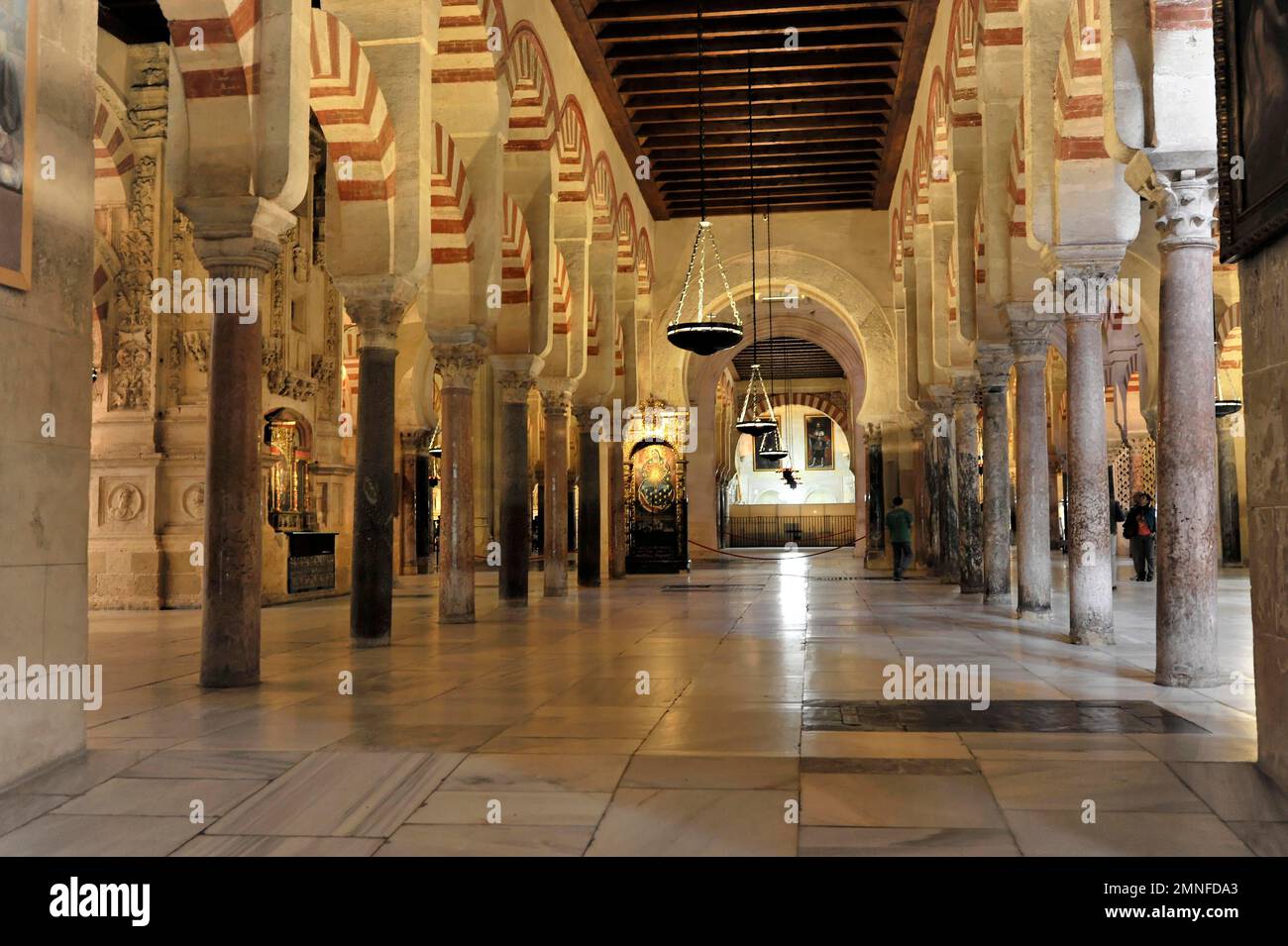 Intérieur, forêt de colonnes, Mezquita, ancienne mosquée, devenue cathédrale, Cordoue, Andalousie, Espagne Banque D'Images