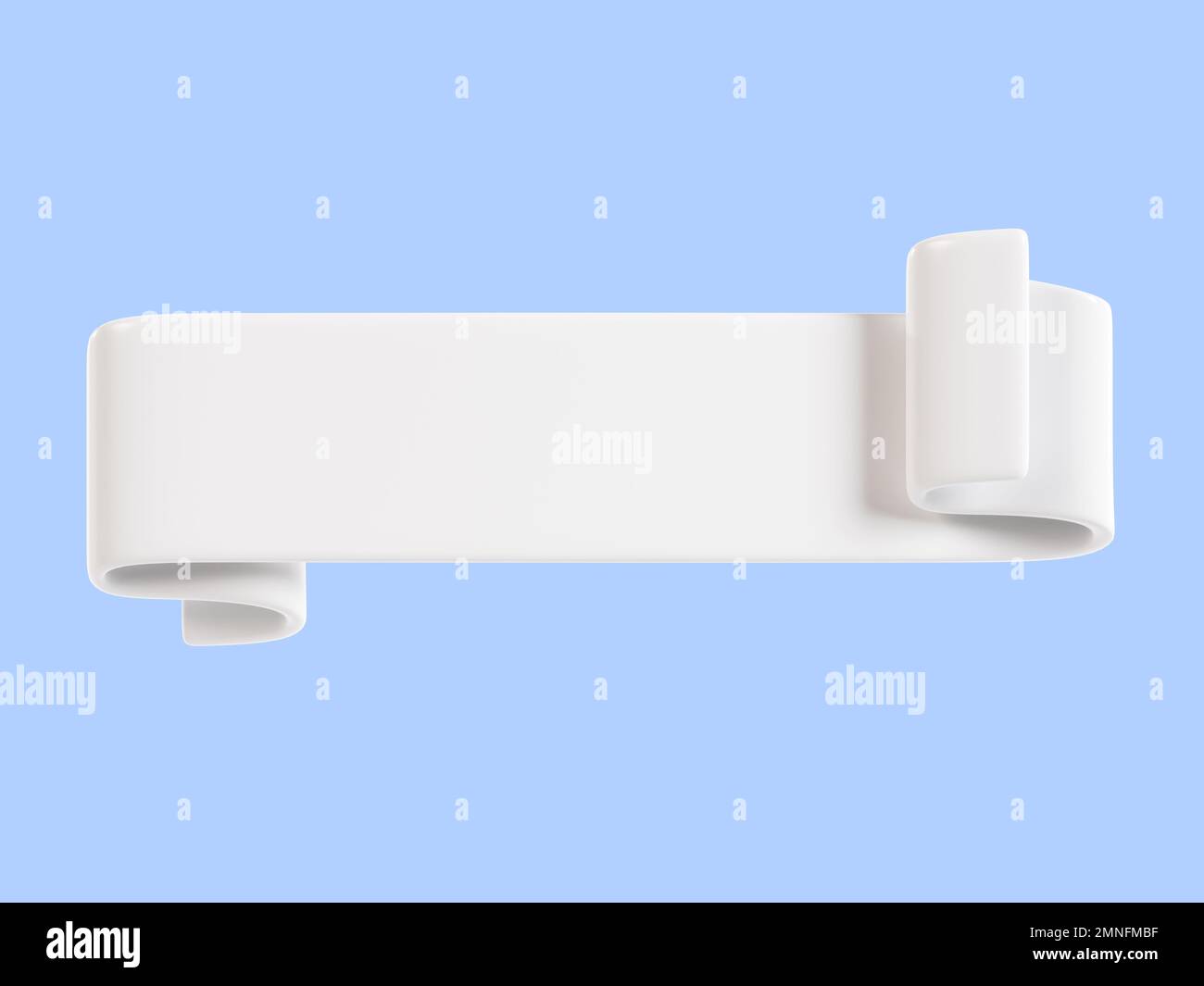 Rendu de la bannière ruban blanche 3D - illustration d'une zone de texte laminée brillante pour le titre ou le message publicitaire. Banque D'Images