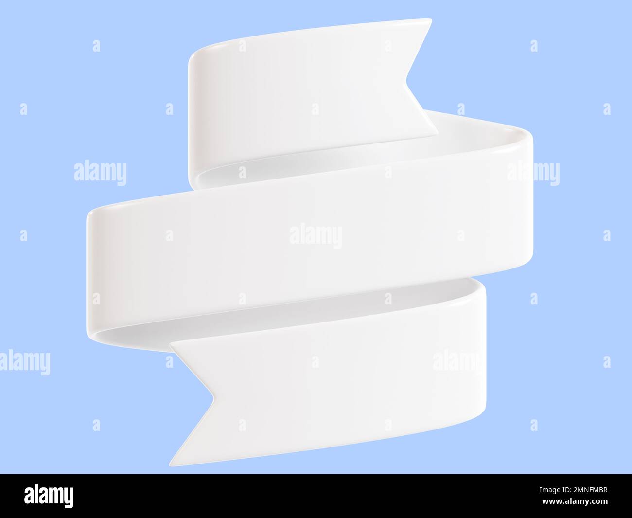 Solde ruban bannière 3D rendu - tissu blanc gondolé ou boîte de texte en plastique pour message de promotion ou de félicitations. Banque D'Images