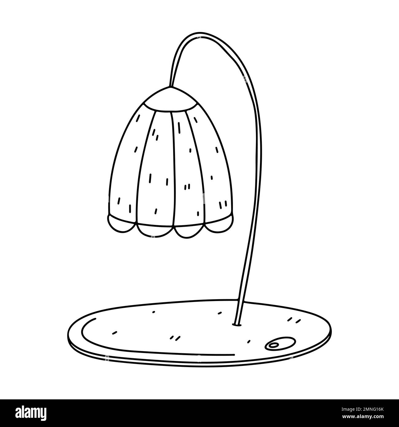 Lampe de table en forme de caniche dessinée à la main. Éclairage domestique, affiche sur les présentoirs d'éclairage. Illustration de l'intérieur du magasin. Pour colorier Illustration de Vecteur