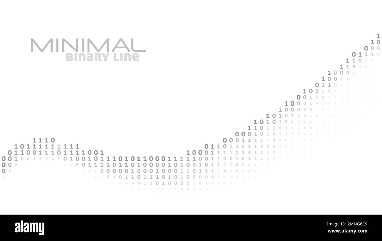 Ligne courbe de code binaire minimale avec des zéros et des zéros gris. Graphiques vectoriels numériques simples Illustration de Vecteur