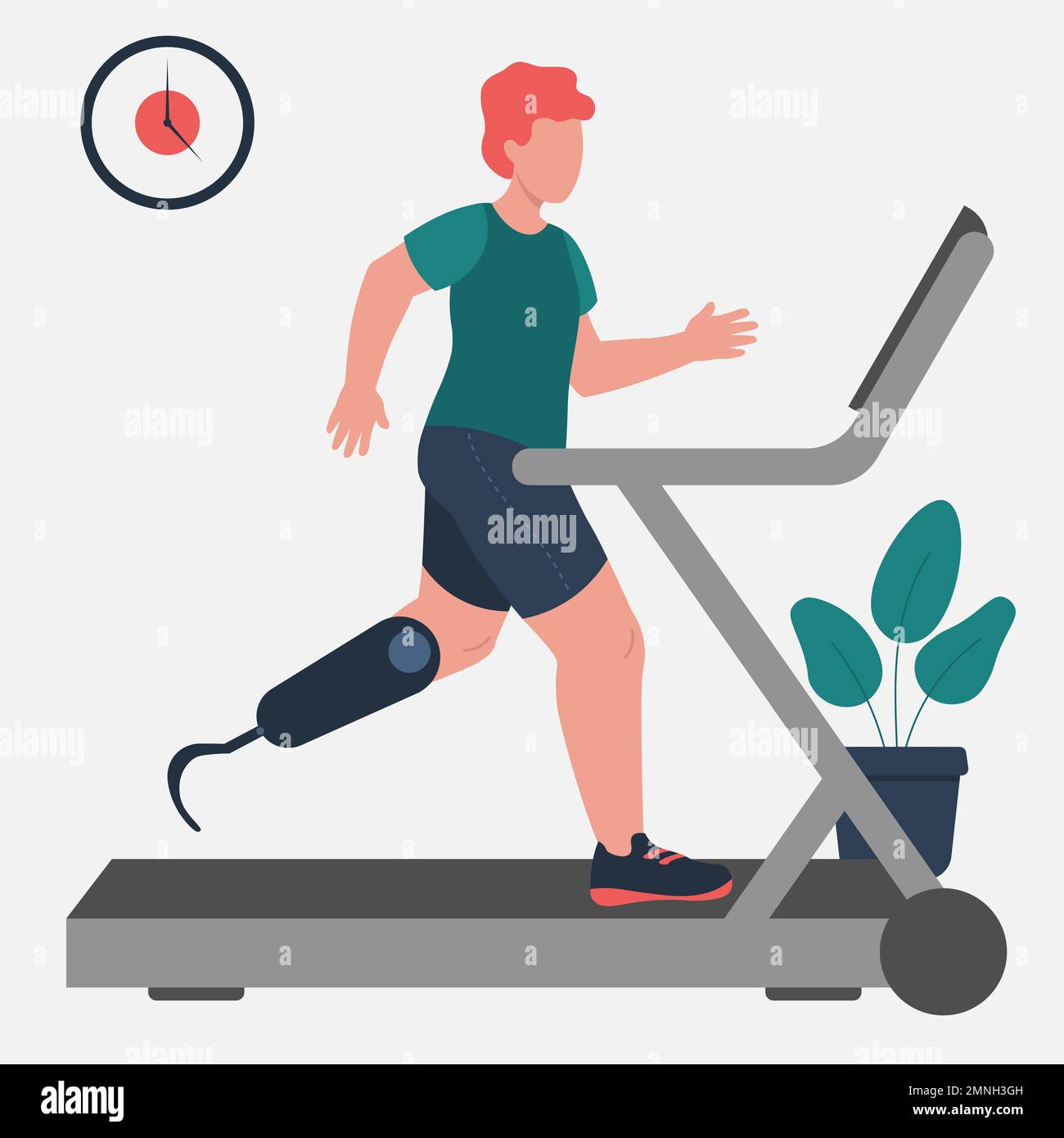 Concept de coureur avec prothèse sur tapis roulant pour inclusion Sport Flat style Vector Illustration Illustration de Vecteur