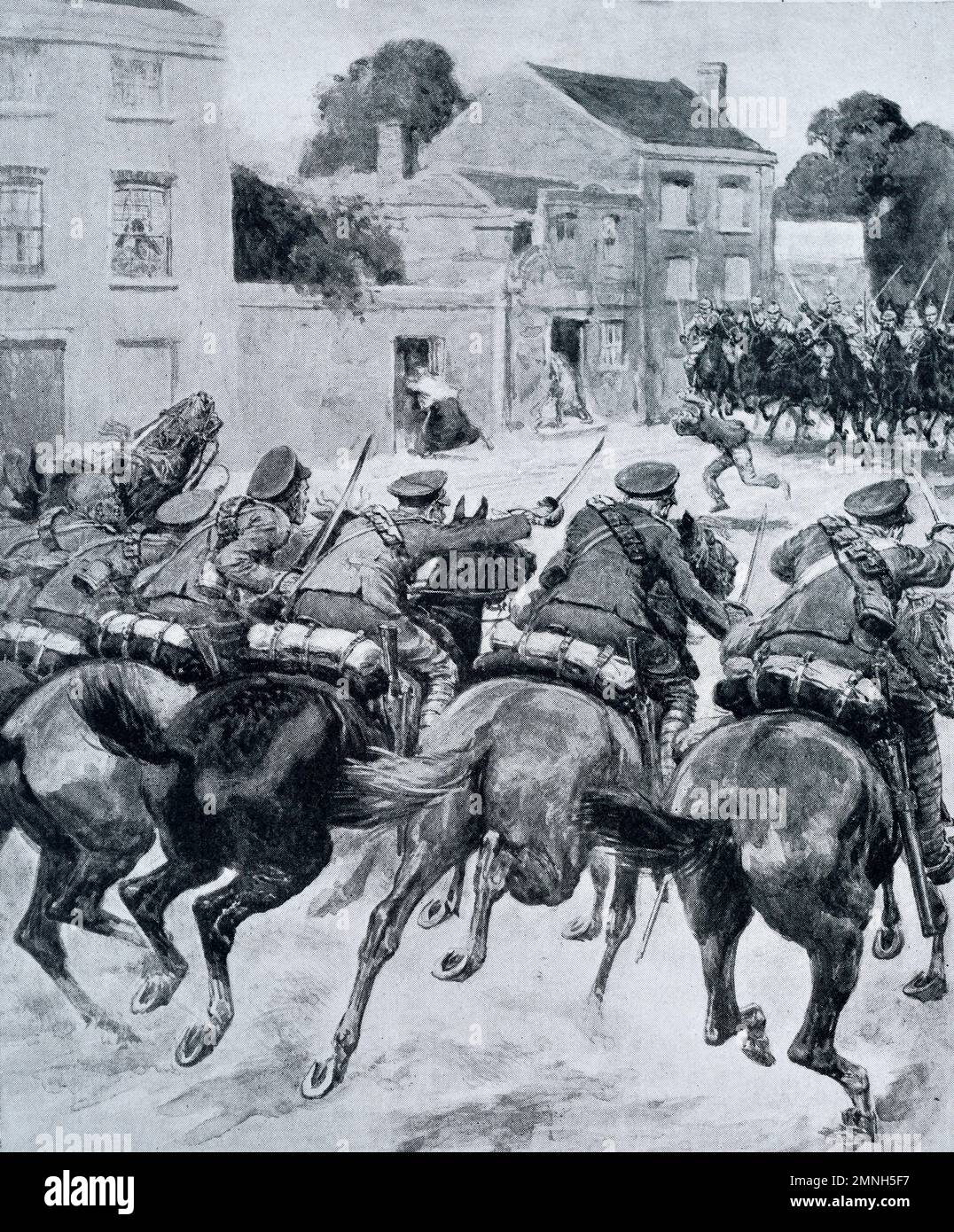 première guerre mondiale cavalerie charge illustration de journaux allemagne contre la grande-bretagne en france 1914-18 guerre Banque D'Images