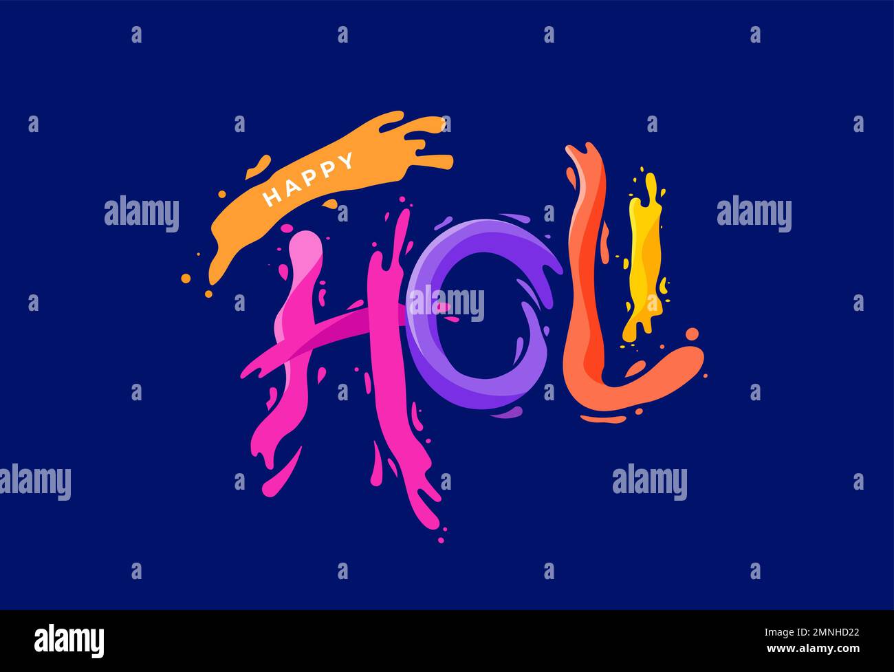 Joyeux festival Holi. Lettrage coloré fait avec des éclaboussures Illustration de Vecteur