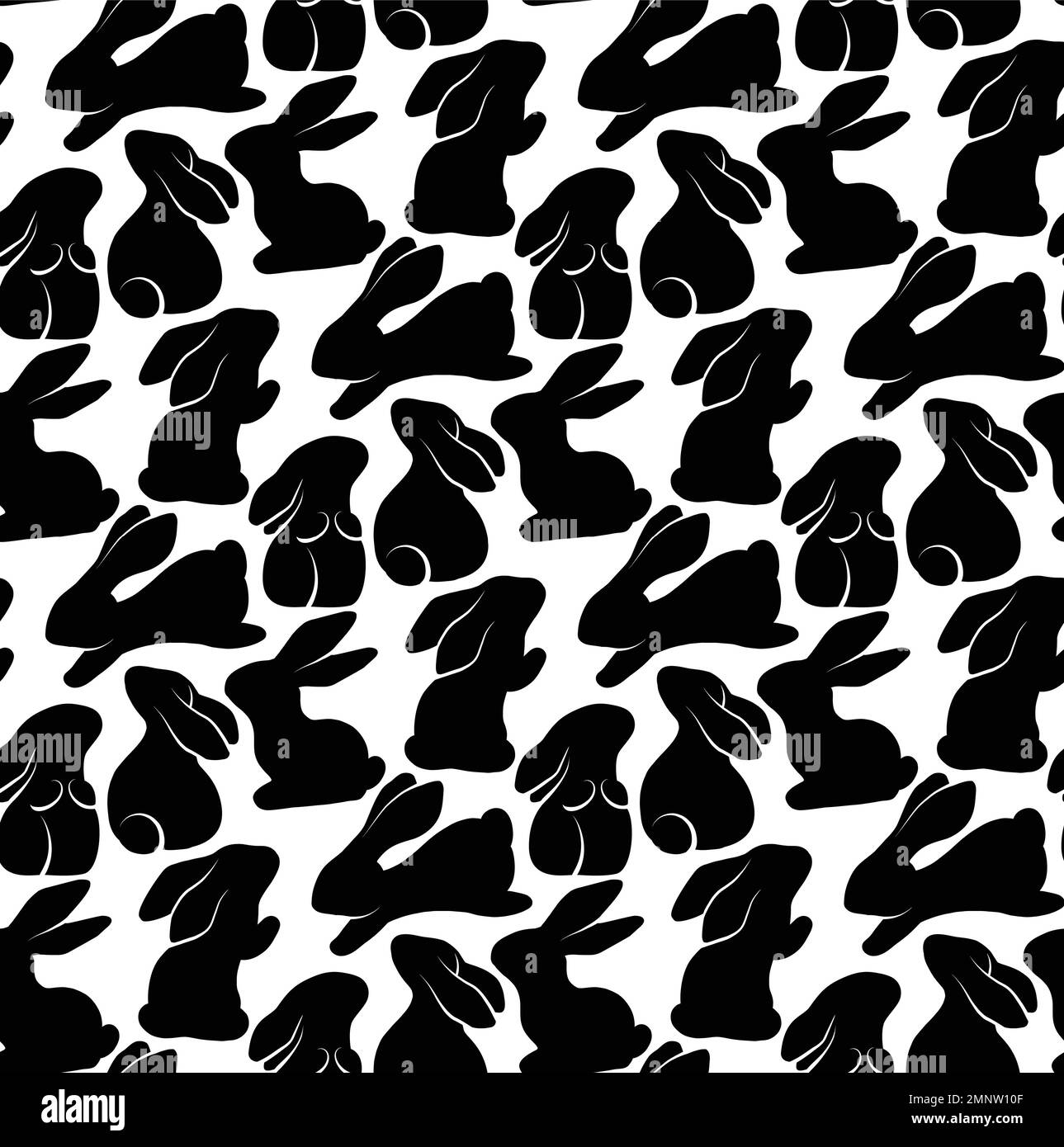 Motif monochrome sans couture avec lapins dans différentes poses. Texture vectorielle avec des lièvres noires serrées sur fond blanc. Toile de fond avec lapins pour le tissu Illustration de Vecteur