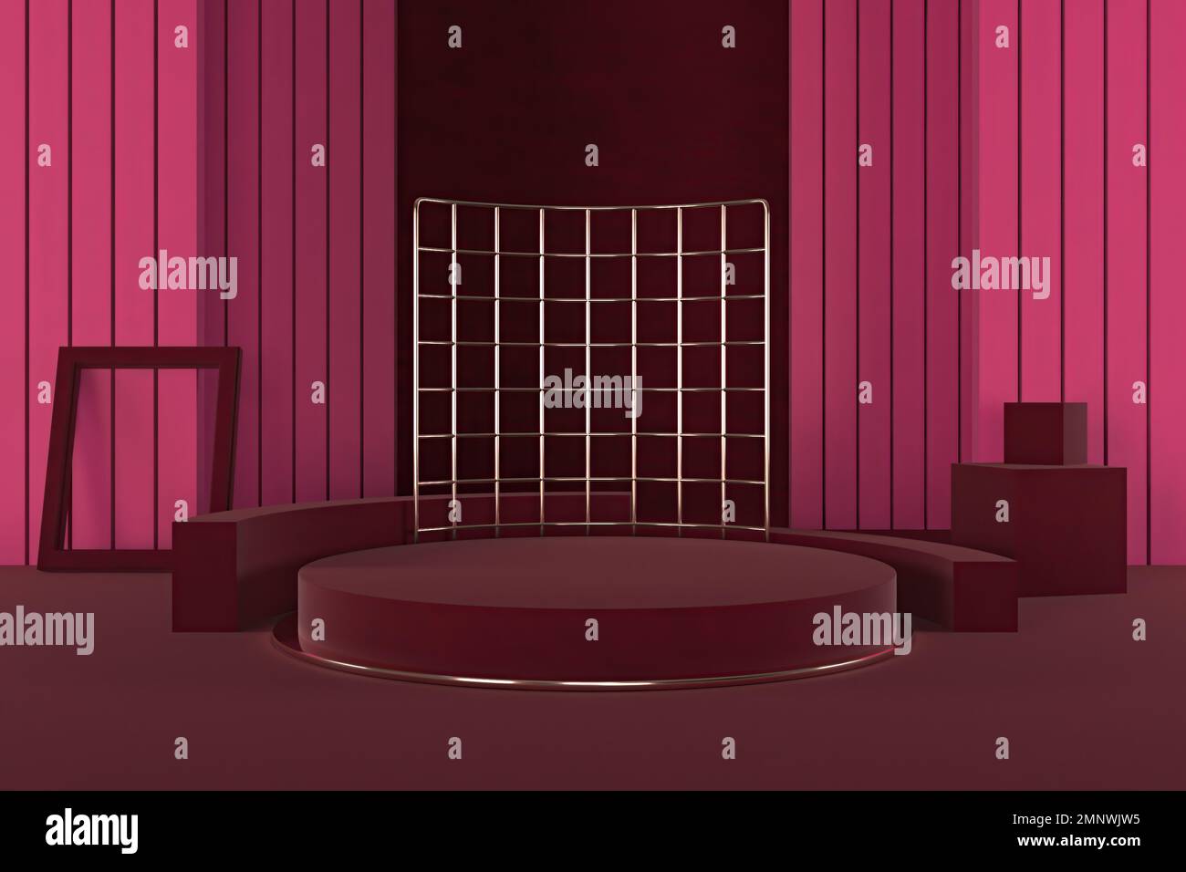 Arrière-plan géométrique abstrait du podium. Formes primitives minimalistes. Maquette moderne. Modèle vide. Vitrine vide. 3d rendu de l'exposition de magasin Banque D'Images