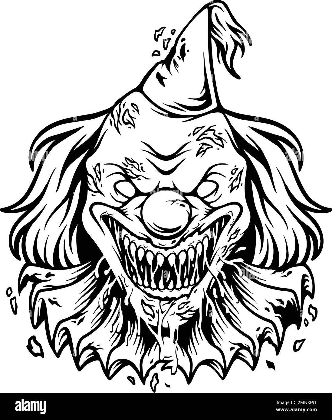Smyky mal clown tête de dessin animé logo silhouette illustrations vectorielles pour votre logo de travail, t-shirt de marchandise, autocollants et dessins d'étiquettes, affiche Illustration de Vecteur