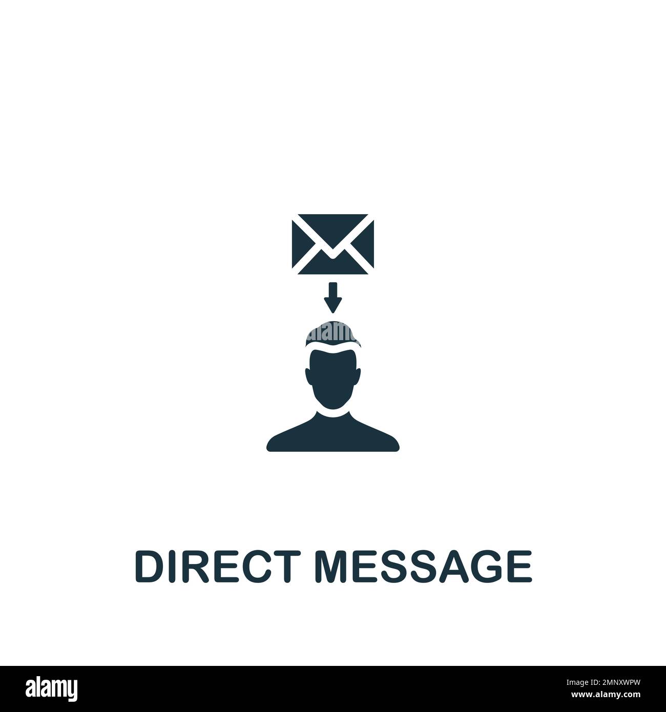 Icône de message direct. Affiche monochrome simple de la collection de blogging. Icône de message direct pour le logo, les modèles, la conception Web et les infographies. Illustration de Vecteur