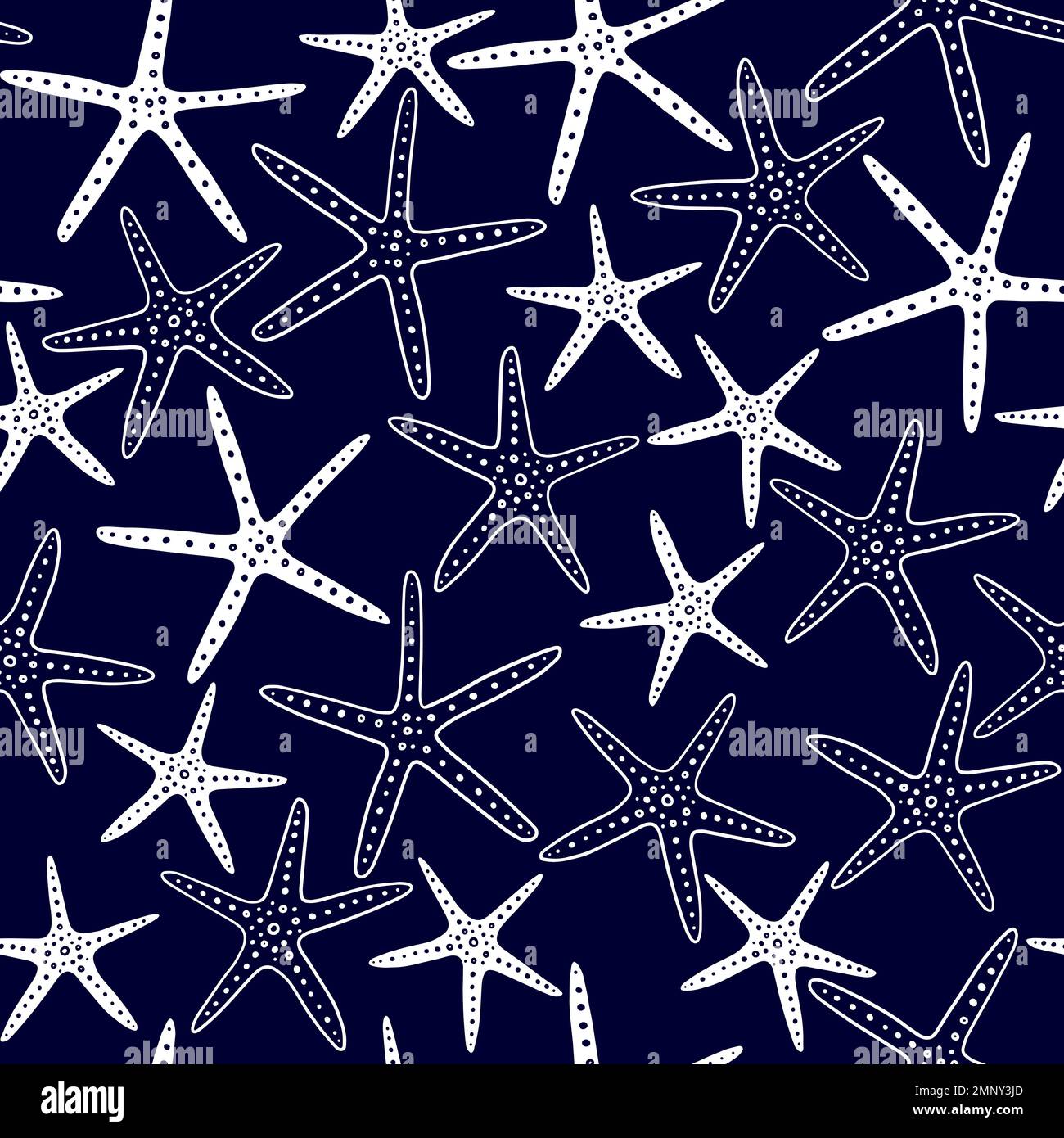 Motif marin sans couture. Magnifique fond vectoriel avec étoiles de mer. Illustration de Vecteur