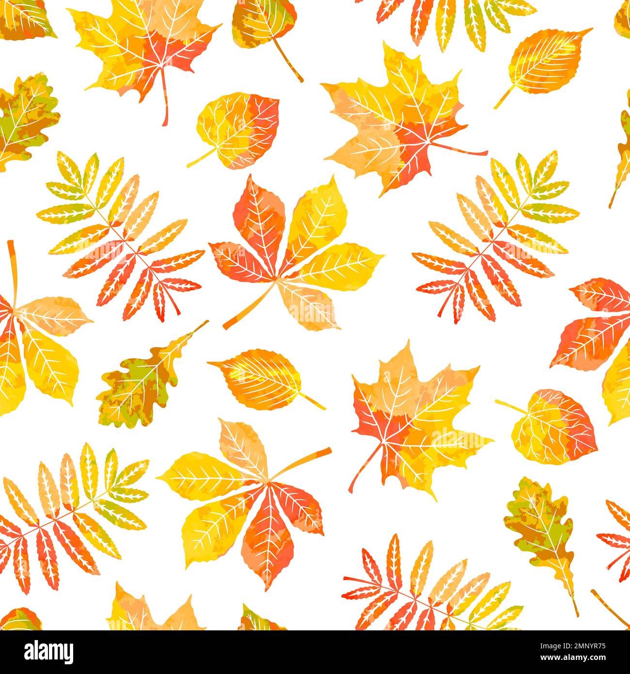Motif automnal sans coutures. Feuilles d'automne brillantes de style aquarelle Illustration de Vecteur