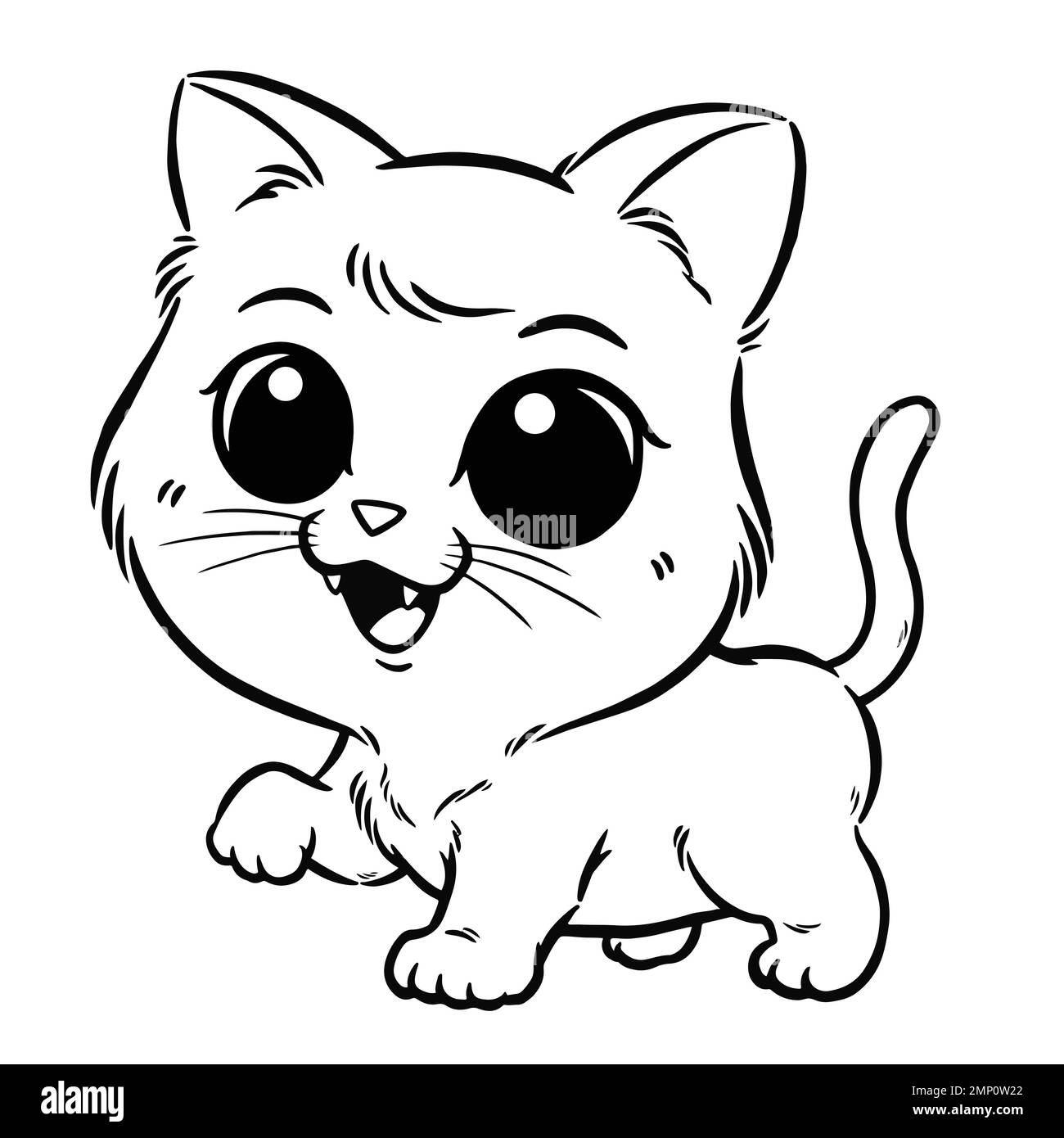 Illustration vectorielle du dessin animé Cat - livre de coloriage Illustration de Vecteur