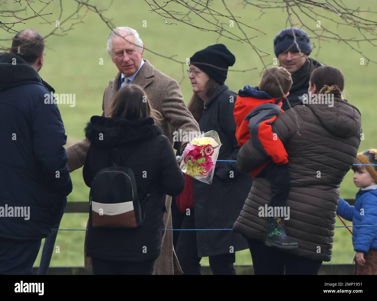 Le roi Charles III fréquente la St. Service du dimanche matin de l'église Marie-Madeleine, à Sandringham, Norfolk, on 29 janvier 2023. Banque D'Images