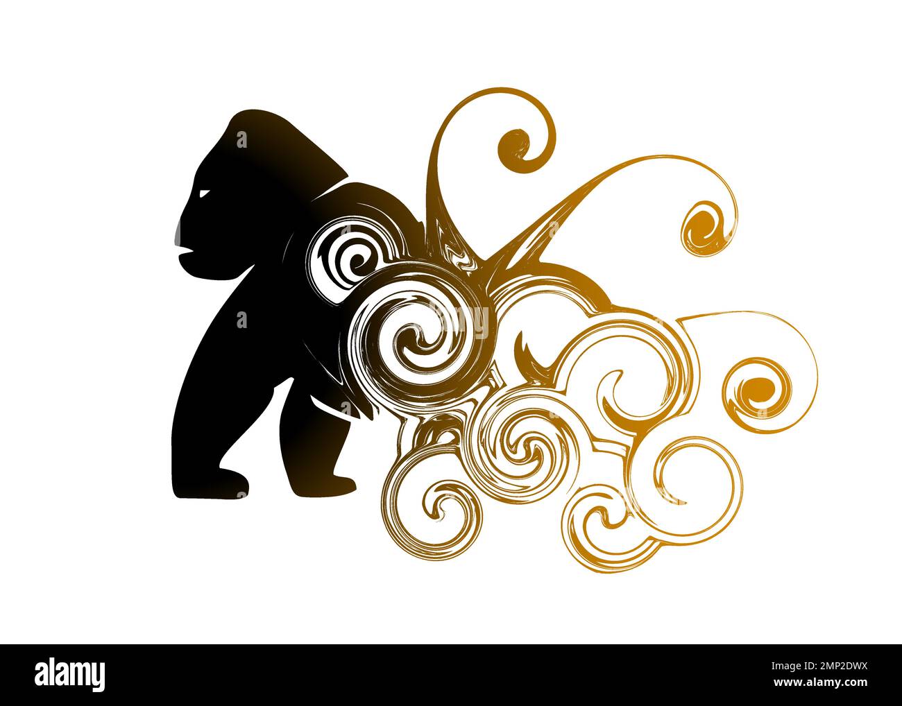 Magnifique toile d'arrière-plan de papier peint de Gorilla Walking Silhouette abstrait et coloré Illustration de Vecteur