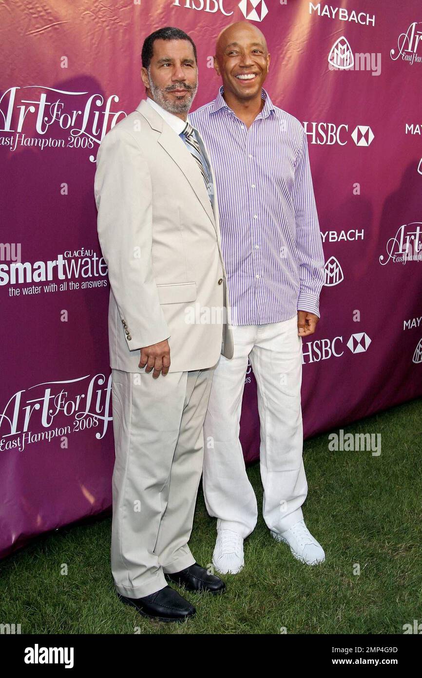 David A. Paterson, gouverneur de l'État de New York, et Russell Simmons, au gala annuel 9th Art for Life East Hampton 2008 de Russell Simmons, à l'East Hampton Estate de New York, NY, sur 19 juillet 2008. . Banque D'Images