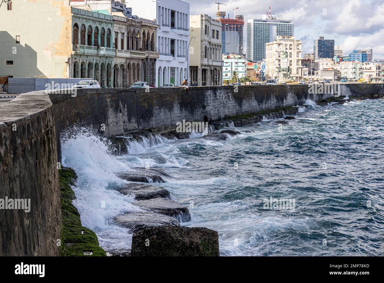 Malecon, Vedado, la Havane, Cuba. Banque D'Images