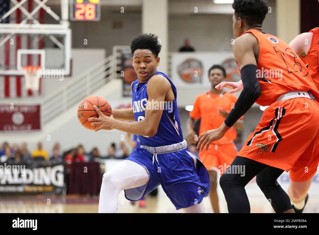 IMG Post Grad National's Anfernee Simons #3 in action against Vermont Academy during a high school basketball game at the Hoophall Classic, Sunday, January 14, 2018, in Springfield,MA. (AP Photo/Gregory Payan) Banque D'Images