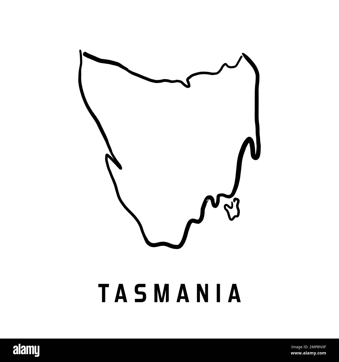 Carte de l'île de Tasmanie carte simple contour. Carte de style simplifiée vectorisée à la main. Illustration de Vecteur
