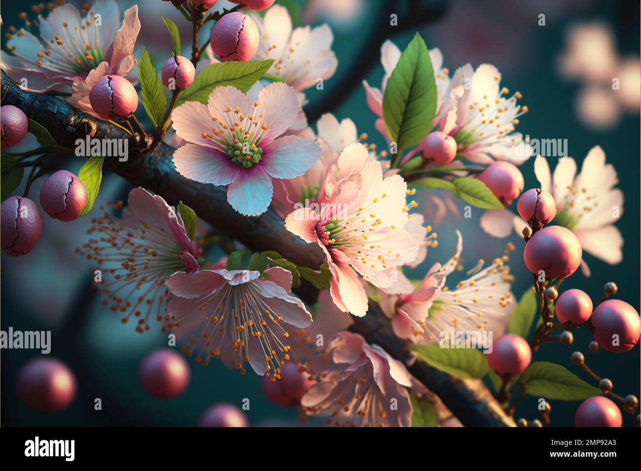 Fabuleusement belle et belle fleur de cerisier créative. Haute qualité Banque D'Images