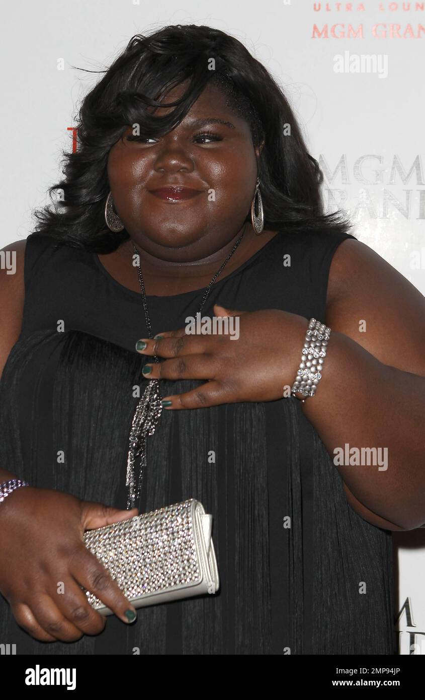 L'actrice Gabourey Sidibe célèbre l'anniversaire de la star « Glee » Amber Riley au Tabu Ultra Lounge, à l'intérieur du MGM Grand Resort & Casino. Las Vegas, Nevada 18th février 2012. Banque D'Images