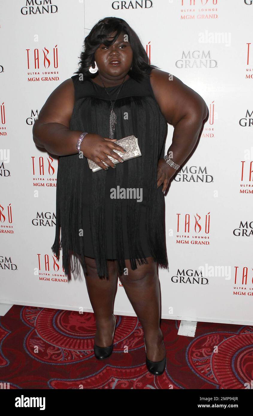 L'actrice Gabourey Sidibe célèbre l'anniversaire de la star « Glee » Amber Riley au Tabu Ultra Lounge, à l'intérieur du MGM Grand Resort & Casino. Las Vegas, Nevada 18th février 2012. Banque D'Images