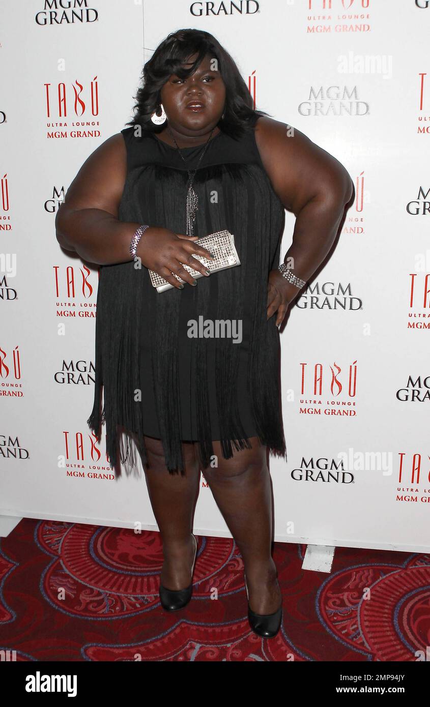 L'actrice Gabourey Sidibe célèbre l'anniversaire de la star « Glee » Amber Riley au Tabu Ultra Lounge, à l'intérieur du MGM Grand Resort & Casino. Las Vegas, Nevada 18th février 2012. Banque D'Images