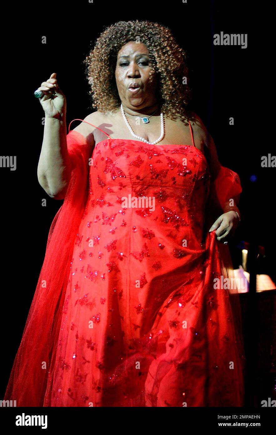 « The Queen of Soul », Aretha Franklin se produit en direct au Seminole Hard Rock Hotel & Casino. Hollywood, Floride. 03/16/10. Banque D'Images