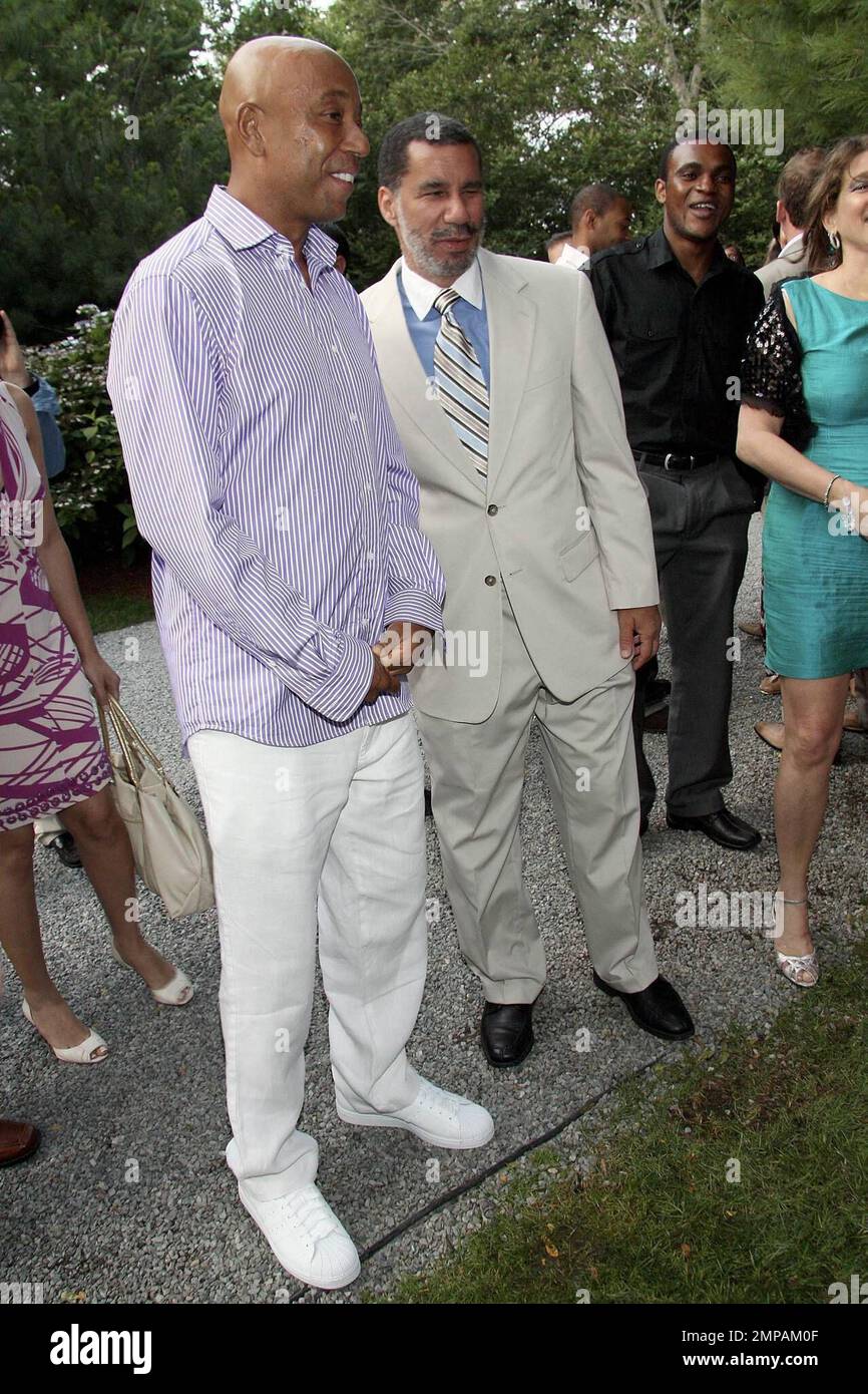Russell Simmons et David A. Paterson, gouverneur de l'État de New York, au gala annuel 9th Art for Life East Hampton 2008 de Russell Simmons au Hampton Estate est de Russell Simmons, à New York, NY, sur 19 juillet 2008. Banque D'Images