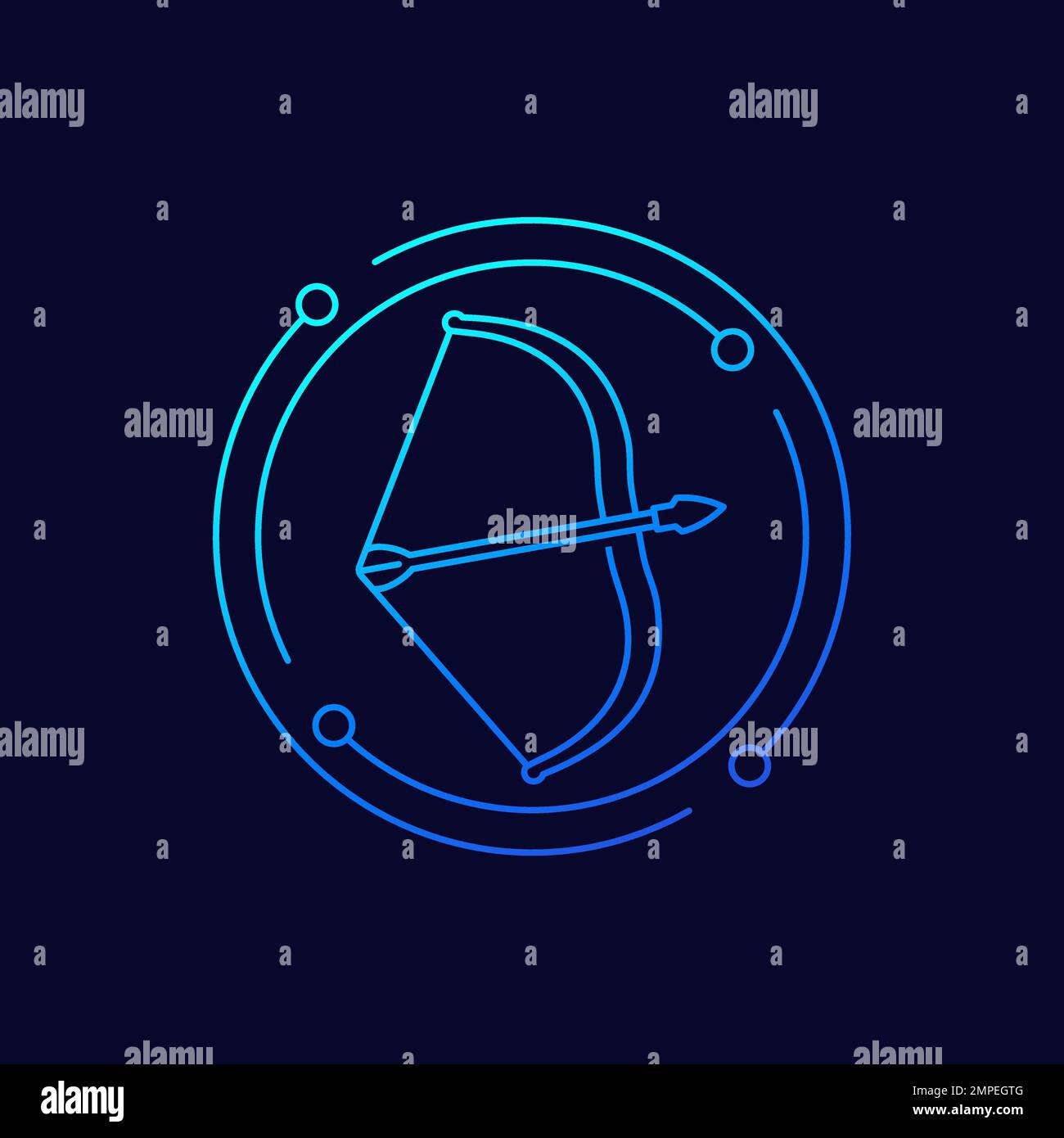 arc et flèche, icône de tir à l'arc, vecteur de ligne Illustration de Vecteur