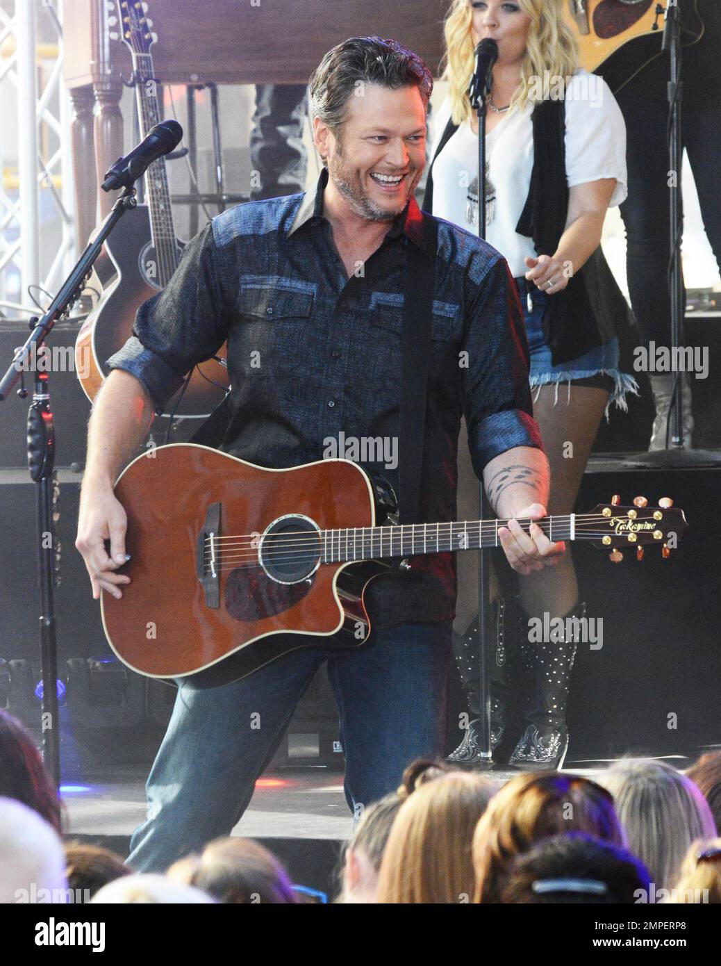 Blake Shelton se produit en direct au salon Today pour la série de concerts à New York, New York. 5th août 2016. Banque D'Images