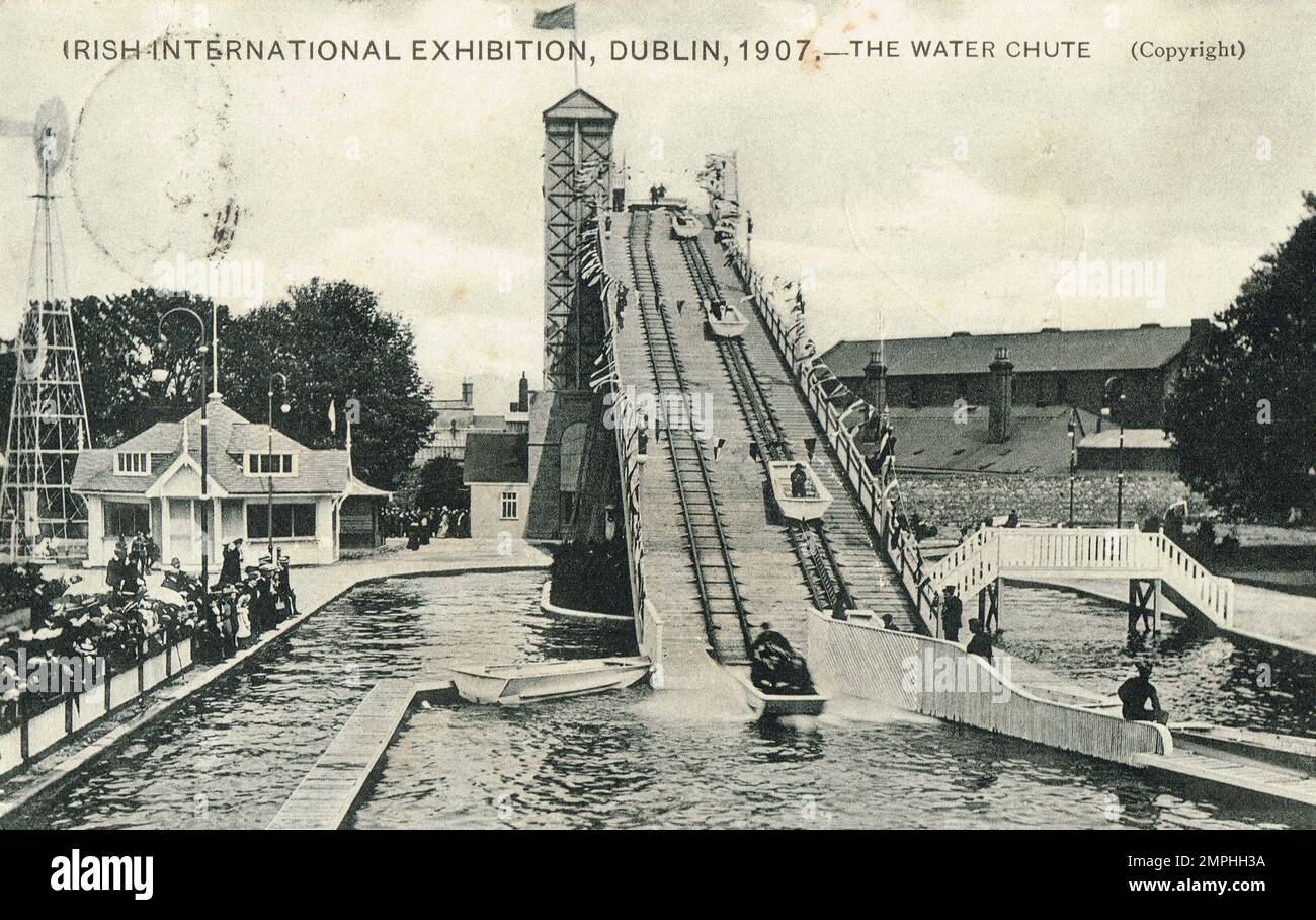 Exposition internationale irlandaise, 1907, Dublin Irlande. La goulotte d'eau Banque D'Images