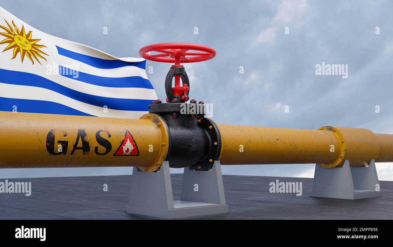 Uruguay gaz, gaz naturel en Uruguay, valve sur le principal gazoduc Uruguay, sanctions relatives au gaz, 3D travaux et 3D images Banque D'Images