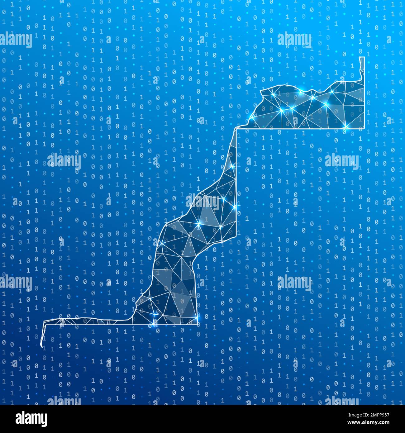 Carte du réseau du Sahara occidental. Carte des connexions numériques par pays. Technologie, Internet, réseau, concept de télécommunication. Illustration vectorielle. Illustration de Vecteur