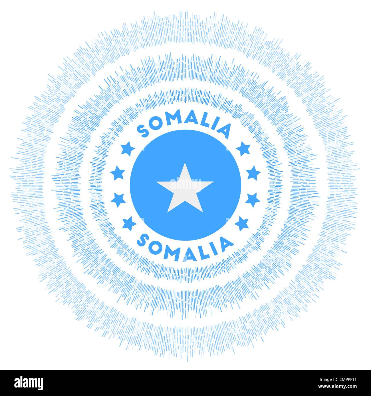 Symbole de la Somalie. Drapeau de campagne éclatant aux rayons colorés. Un soleil éclatant avec le drapeau de la Somalie. Illustration vectorielle moderne. Illustration de Vecteur