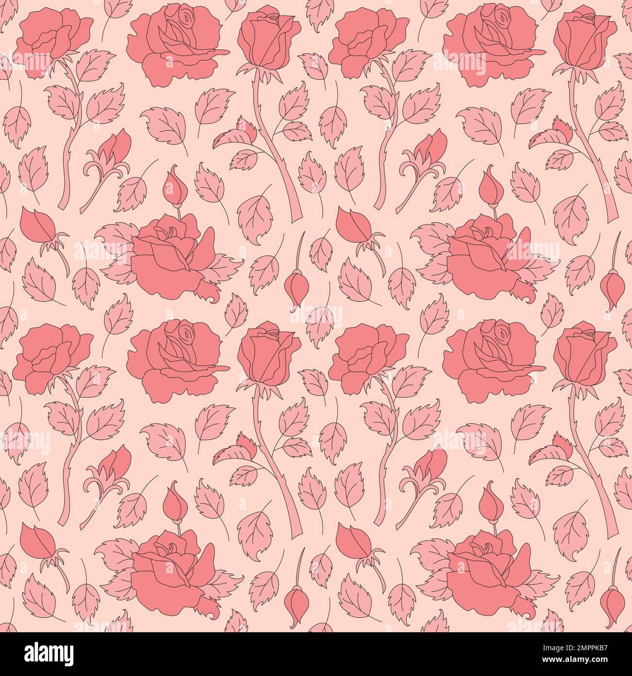 Motif sans couture avec coeurs rose rétro. Illustration de Vecteur