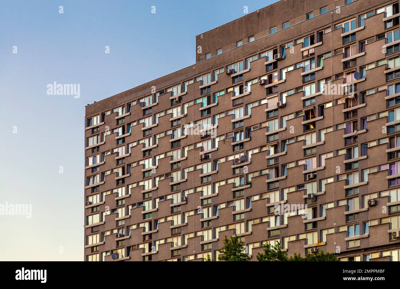 1960s 1970s blocs d'appartements en béton de style communiste, Śródmieście, Varsovie Banque D'Images