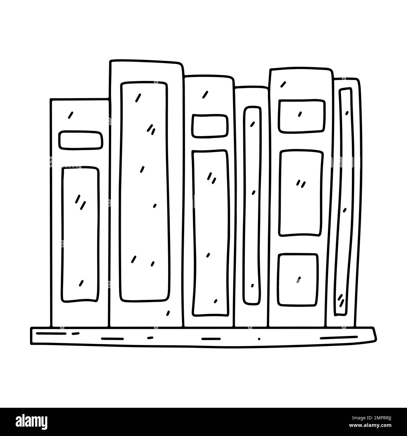 Livres sur l'étagère en forme de caniche dessinées à la main. Illustration vectorielle isolée sur fond blanc Illustration de Vecteur