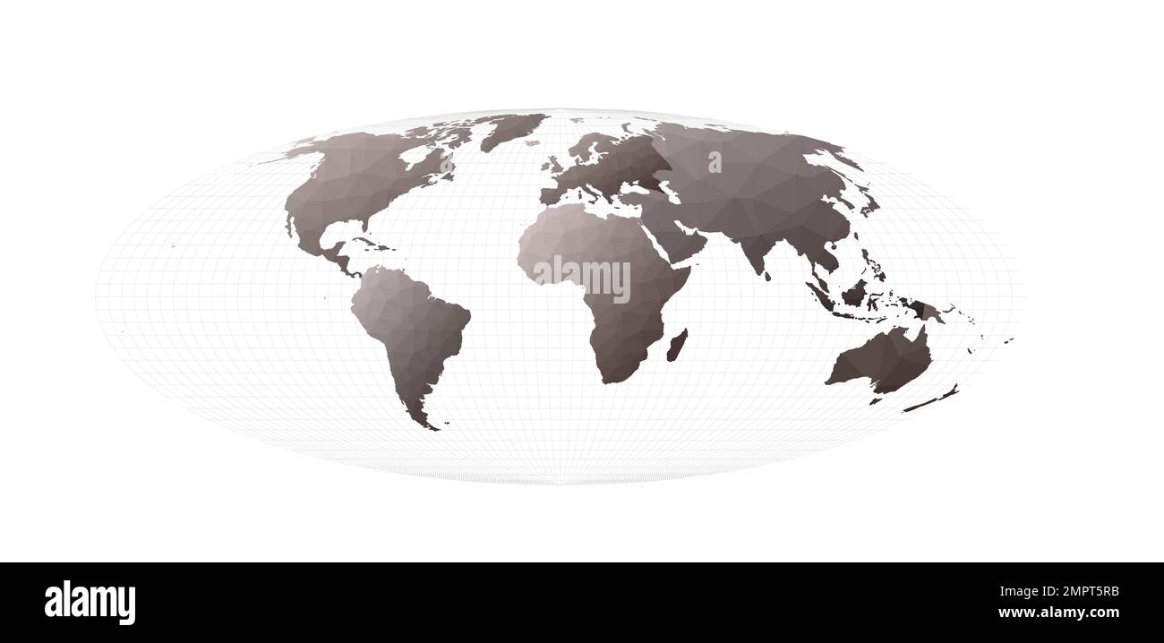 Carte polygonale du monde. Projection Bromley. Illustration vectorielle précieuse. Illustration de Vecteur