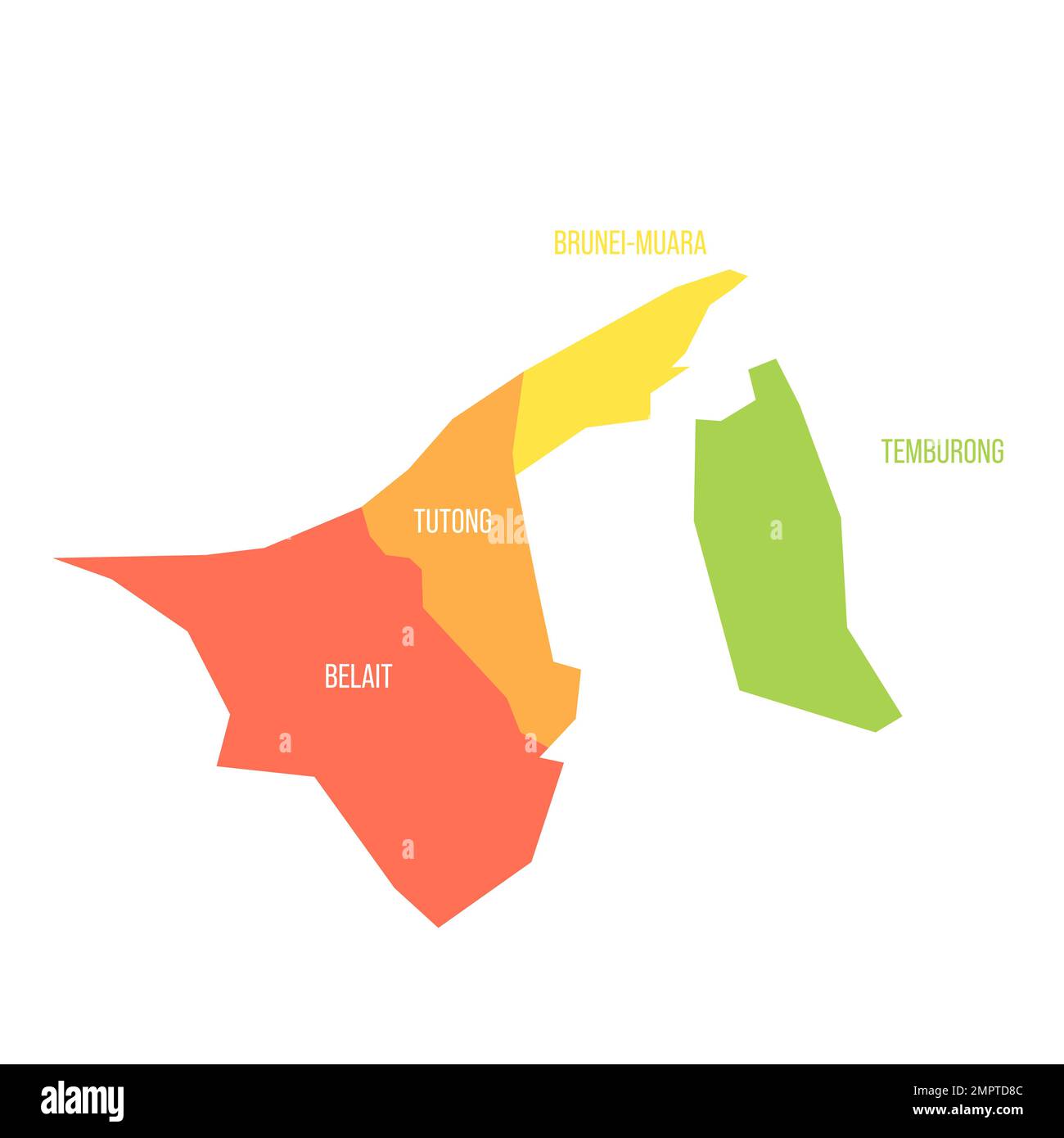 Brunei carte politique des divisions administratives Illustration de Vecteur