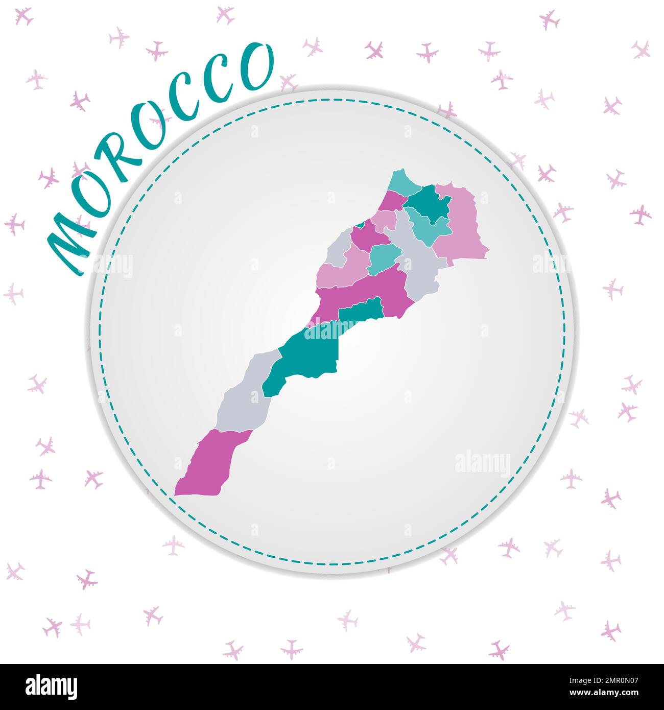 Design de carte Maroc. Carte du pays avec les régions dans la palette de couleurs émeraude-améthyste. Illustration de Vecteur