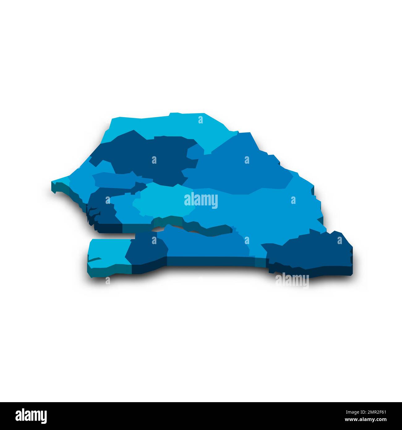 Sénégal carte politique des divisions administratives Illustration de Vecteur